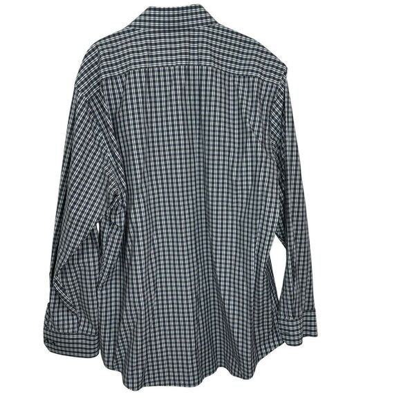 Calibrate Dress Shirt Mens 17.5 34/35 Non Iron Trim Fit Blue Check Button Up - Picture 2 of 10